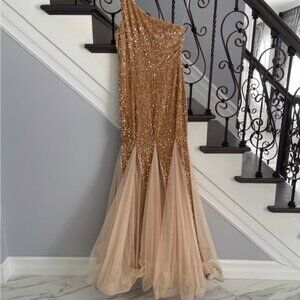 Elegant One-Shoulder Sequin Gown - Faeriesty